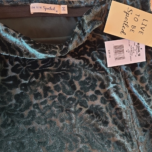 Kohl's NWT M Dk Green Floral Velvet Midi Skirt Romantic Goth - Picture 3 of 9